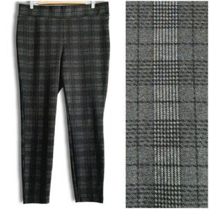 LILY MORGAN Slim Leg Pull-on Stretch Grey Plaid Pants Sz XL